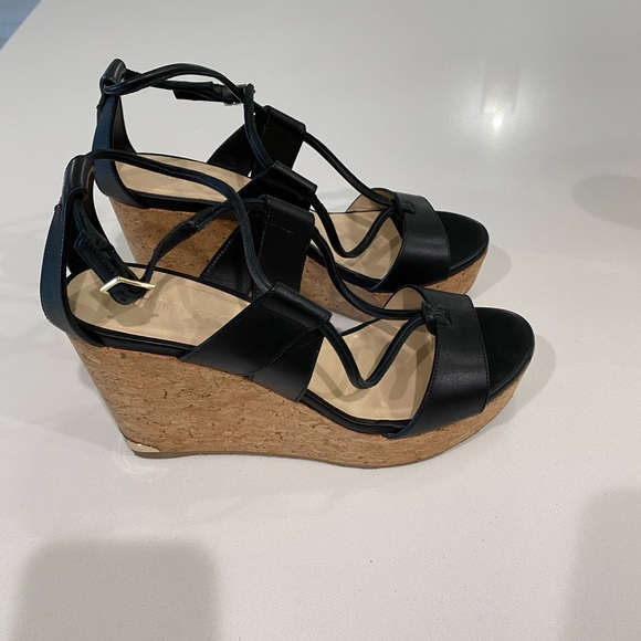 Jimmy Choo Black Leather Wedges - Picture 3 of 6